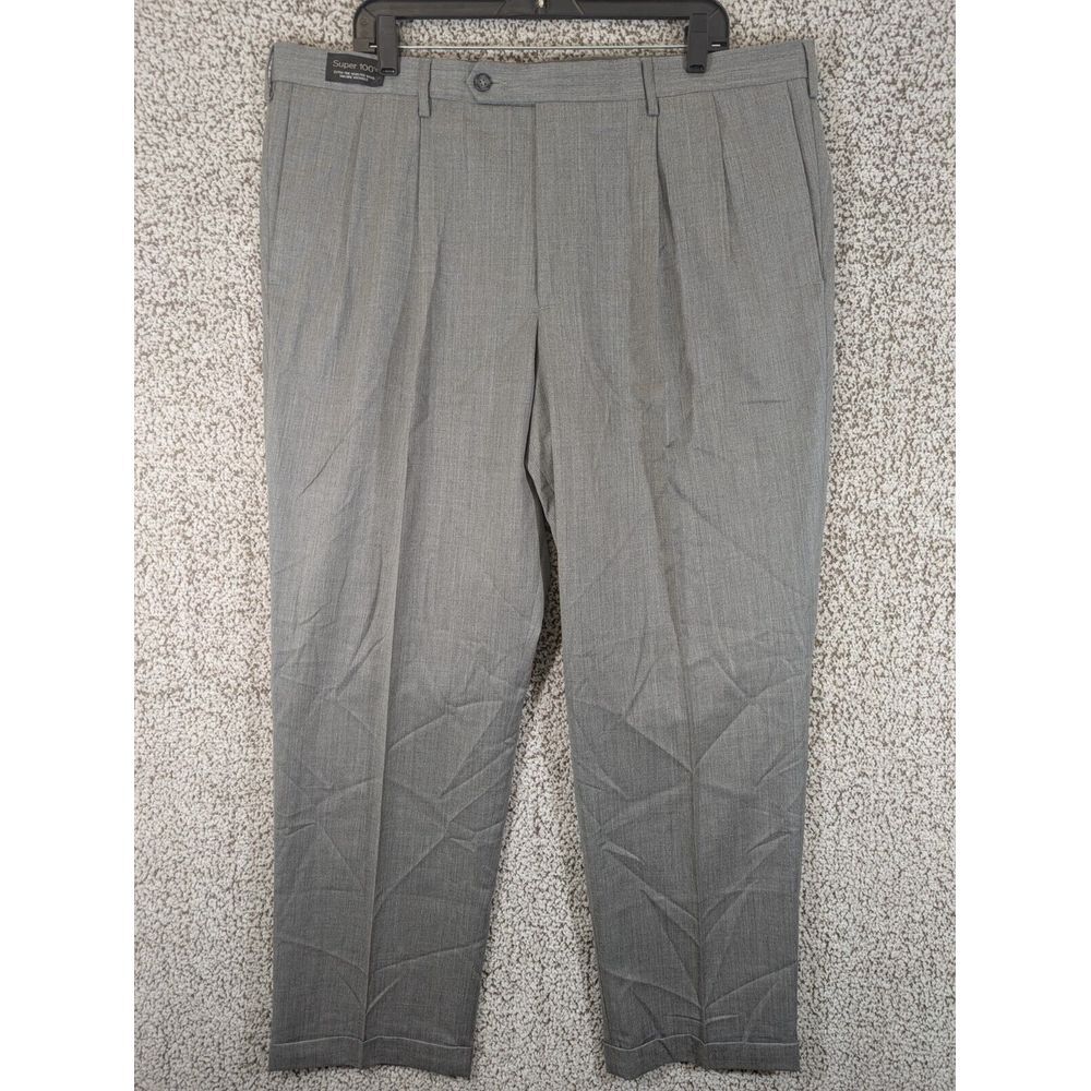 DOCKERS Men's Gray Pleated Dress Pants Wool/Polyester Size 40W x 32L